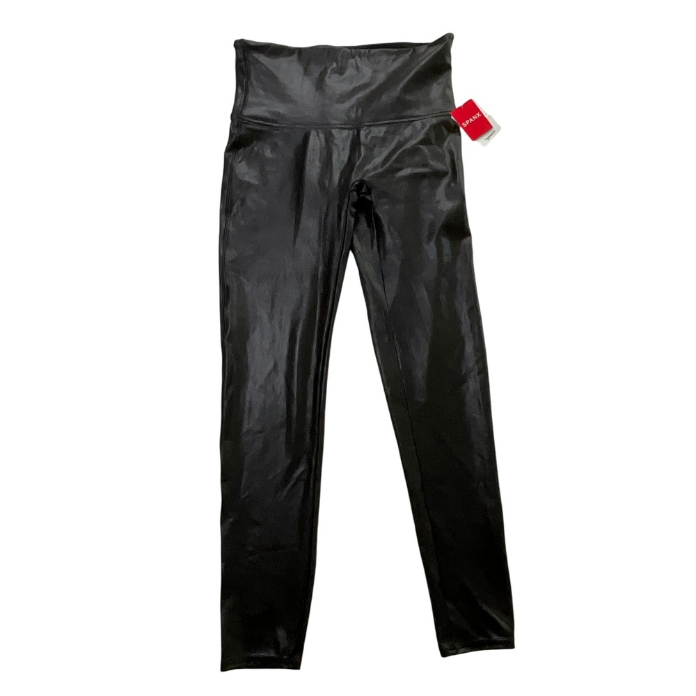 SPANX‎ Faux Leather High Waisted Skinny Leggings Black Women Size XL NEW